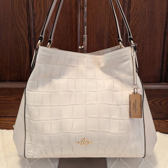 Coach Edie Shoulder Bag 31 In Croc Embossed Leather - Picture 2 of 15